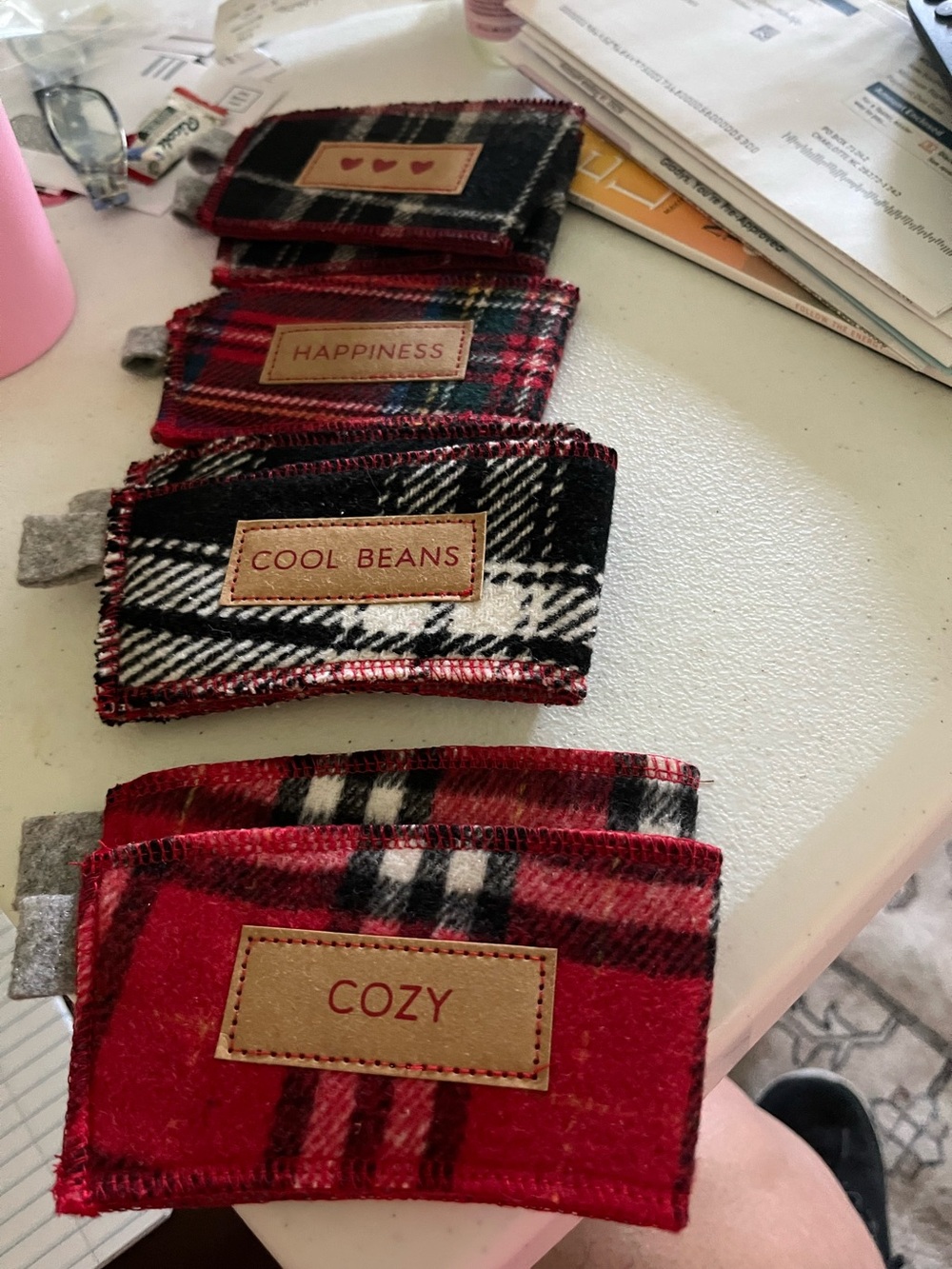 Plaid Cozy Drink Sleeves - Red & Black Set (4)